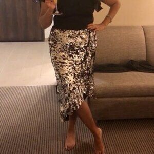 ASOS DESIGN sequin ruffle midi skirt